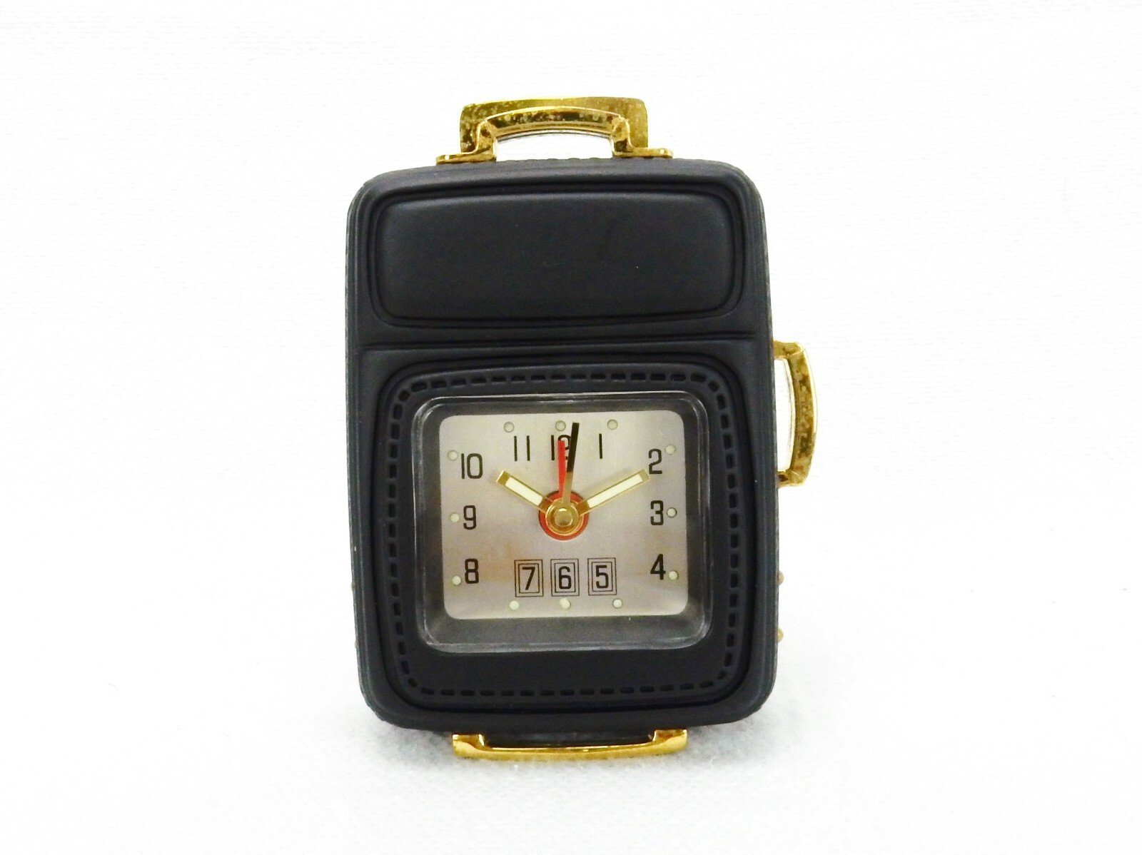 Chass Travel Alarm Clock, Black & Gold Roller Luggage w/Wheels Replica, #JP81117
