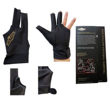 Champion Black Pool Cue Stick Glove- Left hand LARGE/X-LARGE Cut finger half fin