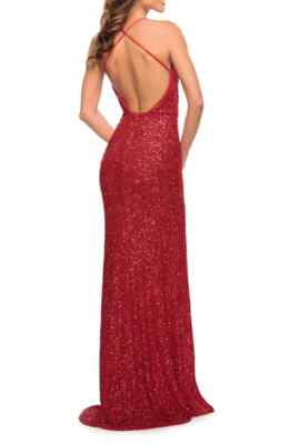 open lace back dress La Femme 27590 Prom Dress - Navy