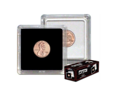 (10) BCW Premium 2x2 Snap Coin Holders Penny Size 19mm Black Frame Double Sided