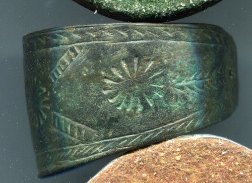 Antique Decorative Bronze Band, Incised Designs Possibly Ancient Middle Eastern - Picture 2 of 6