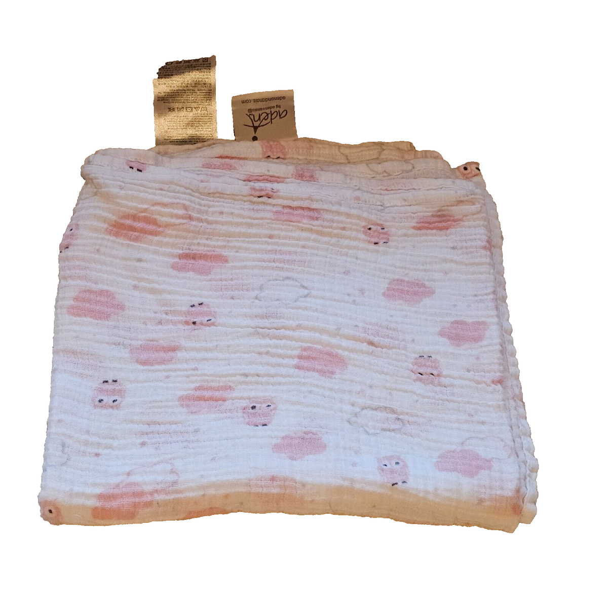 Aden Anais White Pink Owl Cloud Cotton Muslin Baby Girl Swaddle