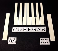 German Piano Keytop, Light Cream no Front, 50mm Head, pick A,B,C,D,E,F,G,AA,CC