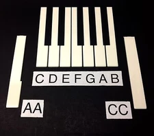 German Piano Keytop, Light Cream no Front, 50mm Head, pick A,B,C,D,E,F,G,AA,CC