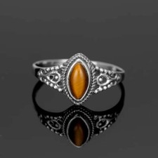 925 Sterling Silver Cabochon Tiger Eye Women 100 Genuine Fine Ring