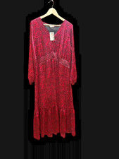 NWT Nine West Long Sleeve Pink and Black Animal Print Maxi Dress Size XL