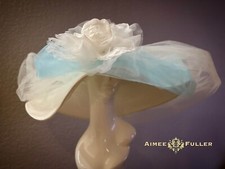 Kentucky Derby Hat Baby Blue White Rose Del Mar Royal Ascot Hat Melbourne Cup