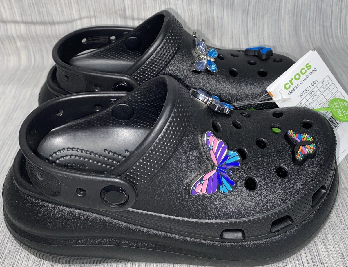 Crocs Classic Crush Clog Platform Slip On 207521- 001 Black+  display picture 2
