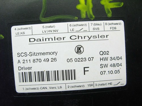 03-12 Mercedes SLK350 E350 R350 GL550 ML550 Seat Control Module Left 062019 - Picture 4 of 5