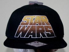 STAR WARS BLACK SNAPBACK HAT NEW SCREEN TITLE DISNEY Snapback