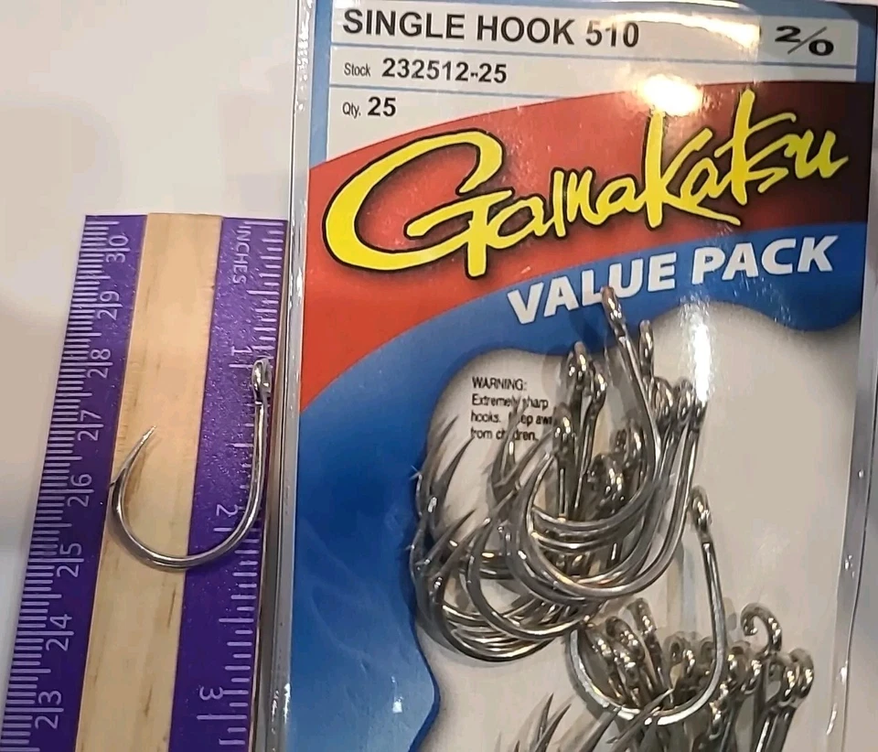 Gamakatsu Single Hook 510 Fishing Hooks Size 2/0 Silver Open Eye 25cnt - image 3 of 4