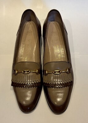 Vintage Bruno Magli Two Tone Leather Fringed with Buckle W 8