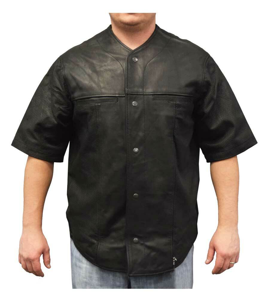 Redline Men's Perforated Soft Goat Skin Leather Short Sleeve