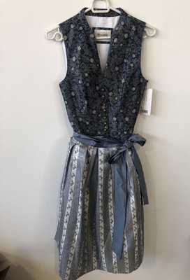 Stockerpoint Damen Dirndl Kalea Kleid Blau Gr. 38 EU mit Jacquardschürze