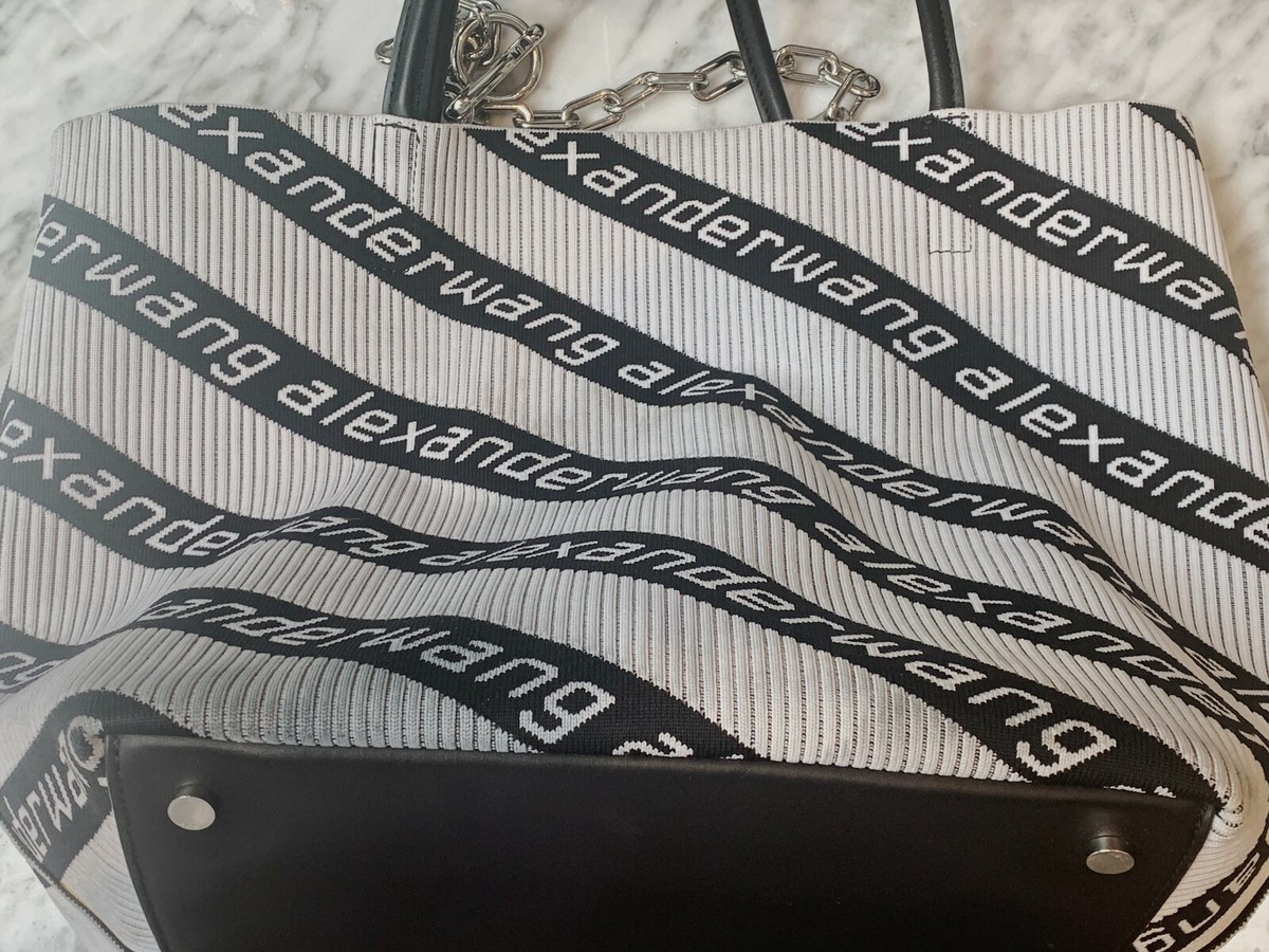 ALEXANDER WANG Roxy Kint Jacquard Logo Soft Striped Canvas