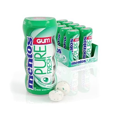 Mentos Pure Fresh Sugar-Free Chewing Gum with Xylitol, Spearmint, 15 Piece Bott