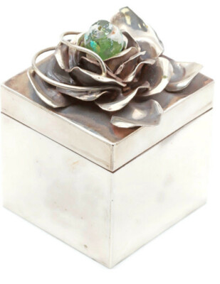 Vintage 80 Big Sterling Silver 925 Rose Box Rachel Gera O.O.A.K 170 Gram Signed