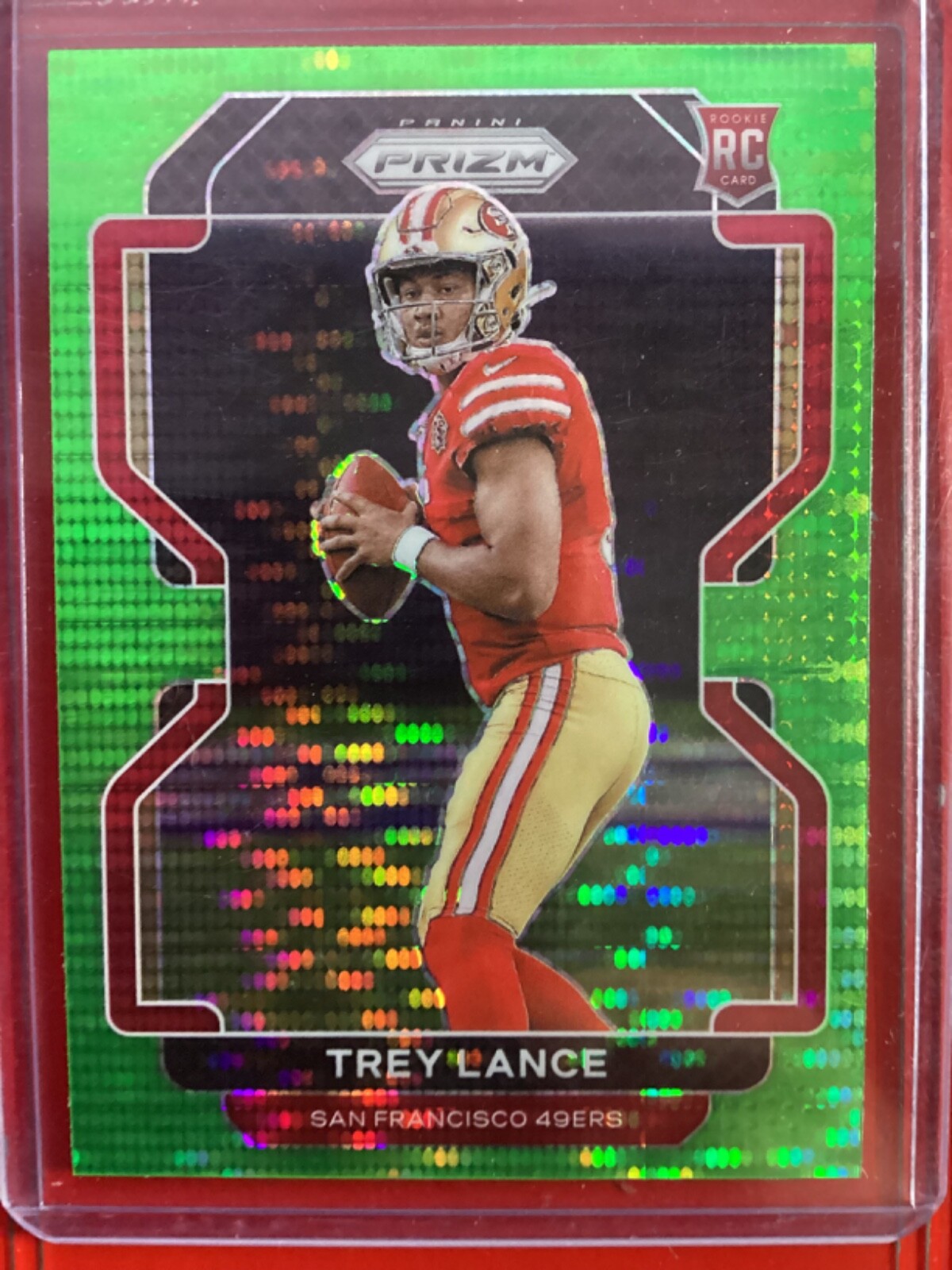 2021 Panini Prizm Neon Green Pulsar Trey Lance #333 Rookie (RC) 49ers SSP