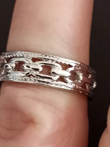 Vtg.Sterling Silver 925~ Chain Link Ring~sz6