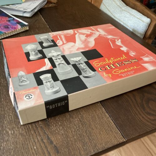 1961 GANINE SALON Edition #1475 GOTHIC Sculptured MARBLED MARBLEIZED Chess Set - Picture 7 of 9