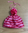 Vintage Genuine Barbie XO Valentines Halter Dress Pink Heart Sequin Doll Clothes