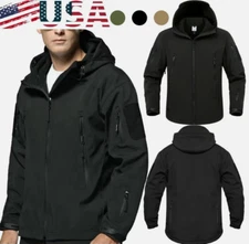 Men's Waterproof Jacket Winter Warm Zip Hooded Jackets Fleece Work Coat Tactical