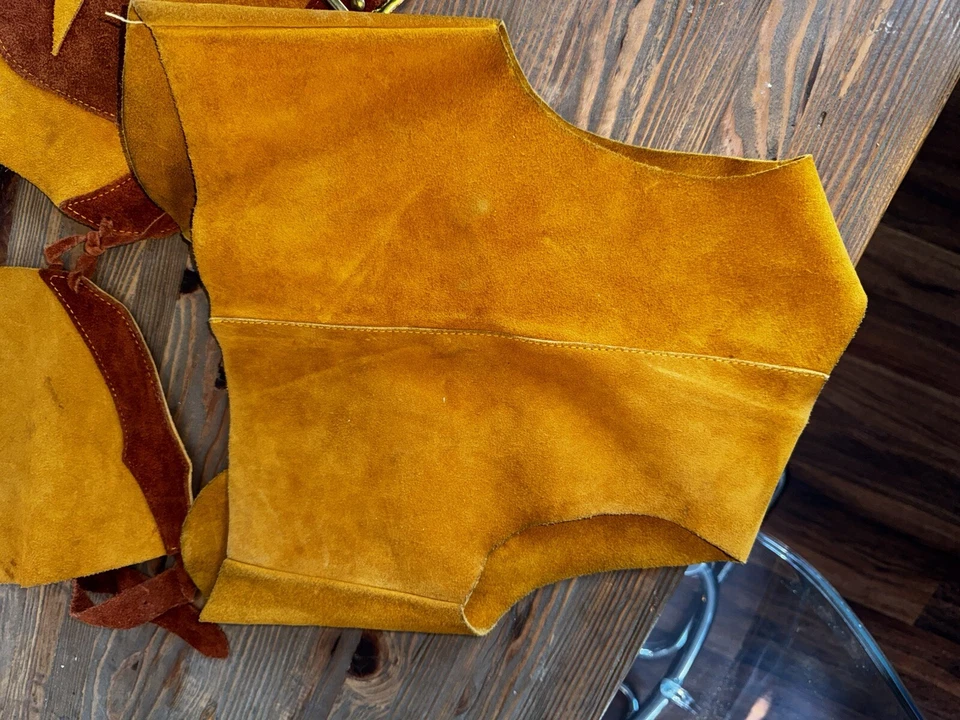 Chaps de cuero vaquero/niña conjunto M&F niños chaps y chaleco CUERO REAL PESADO Foto 3 de 4