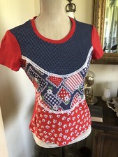 Vintage 1970's Fritzi T-Shirt Patchwork style all cotton one seam size small