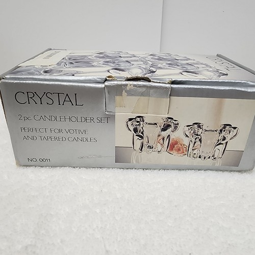 Alco Crystal Candle Holder 2 Piece Set - Holds Votive And Tapered Candles - Picture 7 of 8