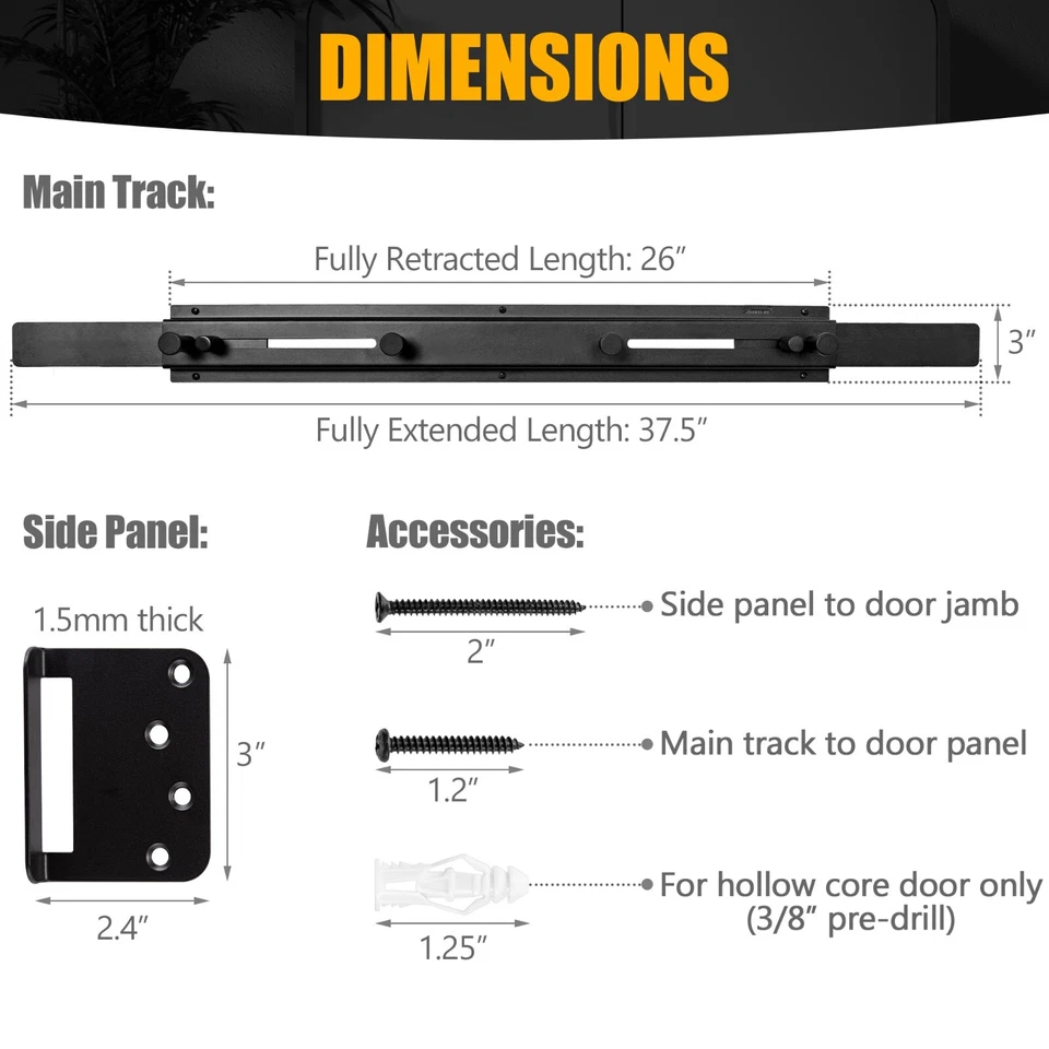 Barra de Barricada de Puerta con Gancho de Puerta Percha de Puerta para Refuerzo de Seguridad Foto 4 de 4