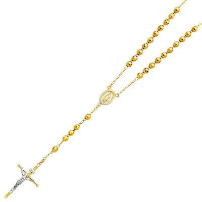 Solid 14K Yellow gold 8mm Bead Rosary EJROS8MMDC