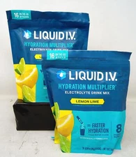 Liquid I.V. Hydration Electrolyte Drink Mix 16ct, Lemon Lime - Exp 8/26 - 2 Pack