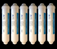 6 Pack of in-line Post/Carbon Polishing Water Filters For RO Standard Size 2X10
