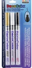 MARVY DecoColor Extra Fine Tip Oil Paint Markers 3 Pack White, Gold & Black