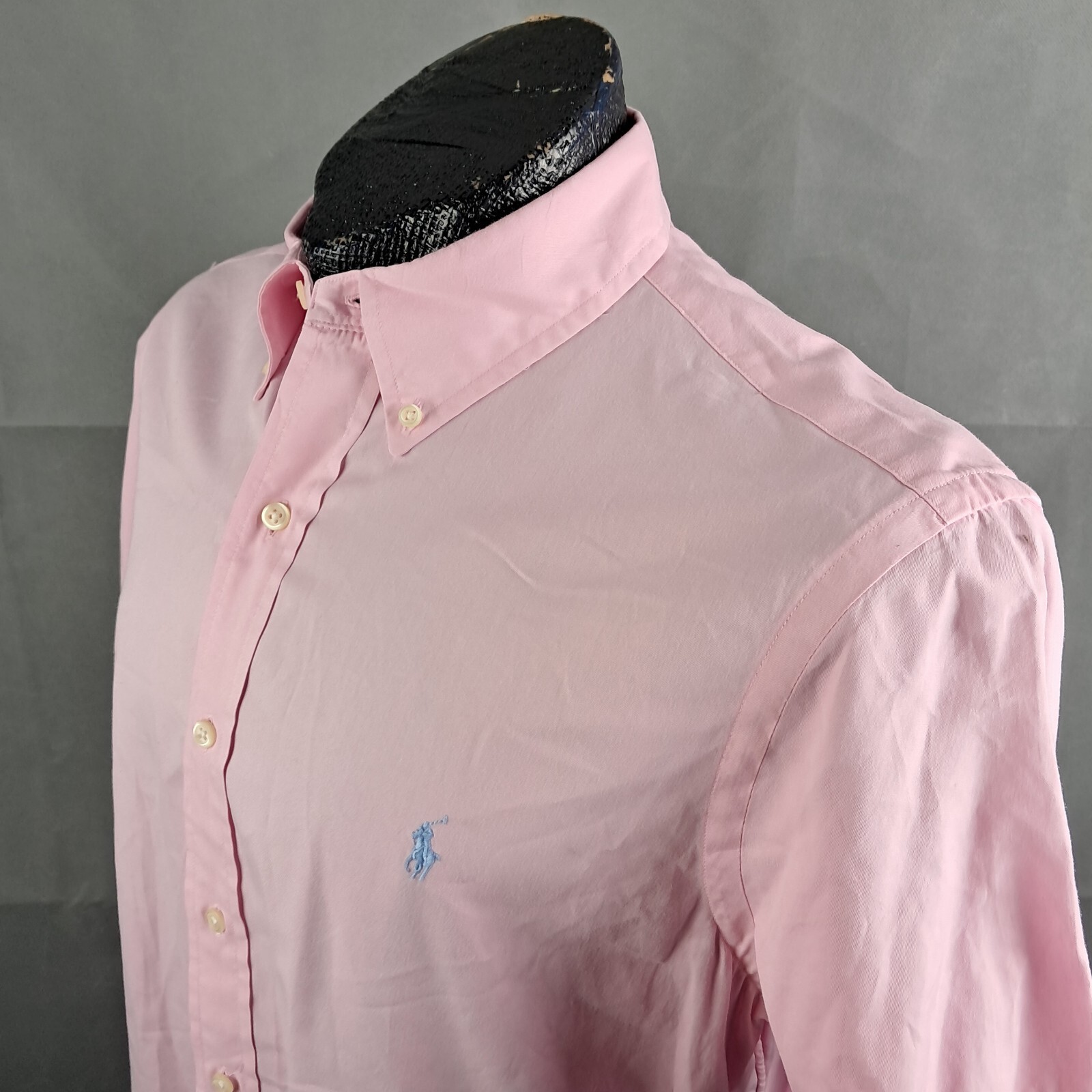 Camicia uomo Ralph Lauren peso piuma twill con bottoni taglia L rosa pastello logo pony