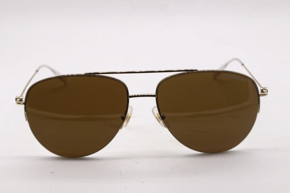 MONT BLANC MB 0074S 003 GOLD AVIATOR AUTHENTIC DESIGNER FRAMES SUNGLASSES 59-16 - Image 2 of 4