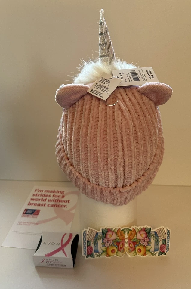 Ослепительный розовый блестящий единорог шляпа, новый с Ярлыками, и AVON надежда ожерелье 💖 красивый подарок! - Изображение 3 из 4