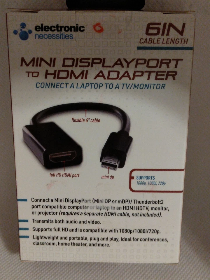 Electronic Necessities 6 Inch Mini Displayport To HDMI Adapter Factory Sealed - Image 3 of 4