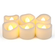 6 Flameless Led Battery Operated Tea Lights With Timer Realistic Flickering Elec