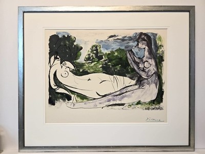 Pablo Picasso  FEMME NUET ET JOUEUSE DE FLUTE Lithografie Galerierahmung NEU
