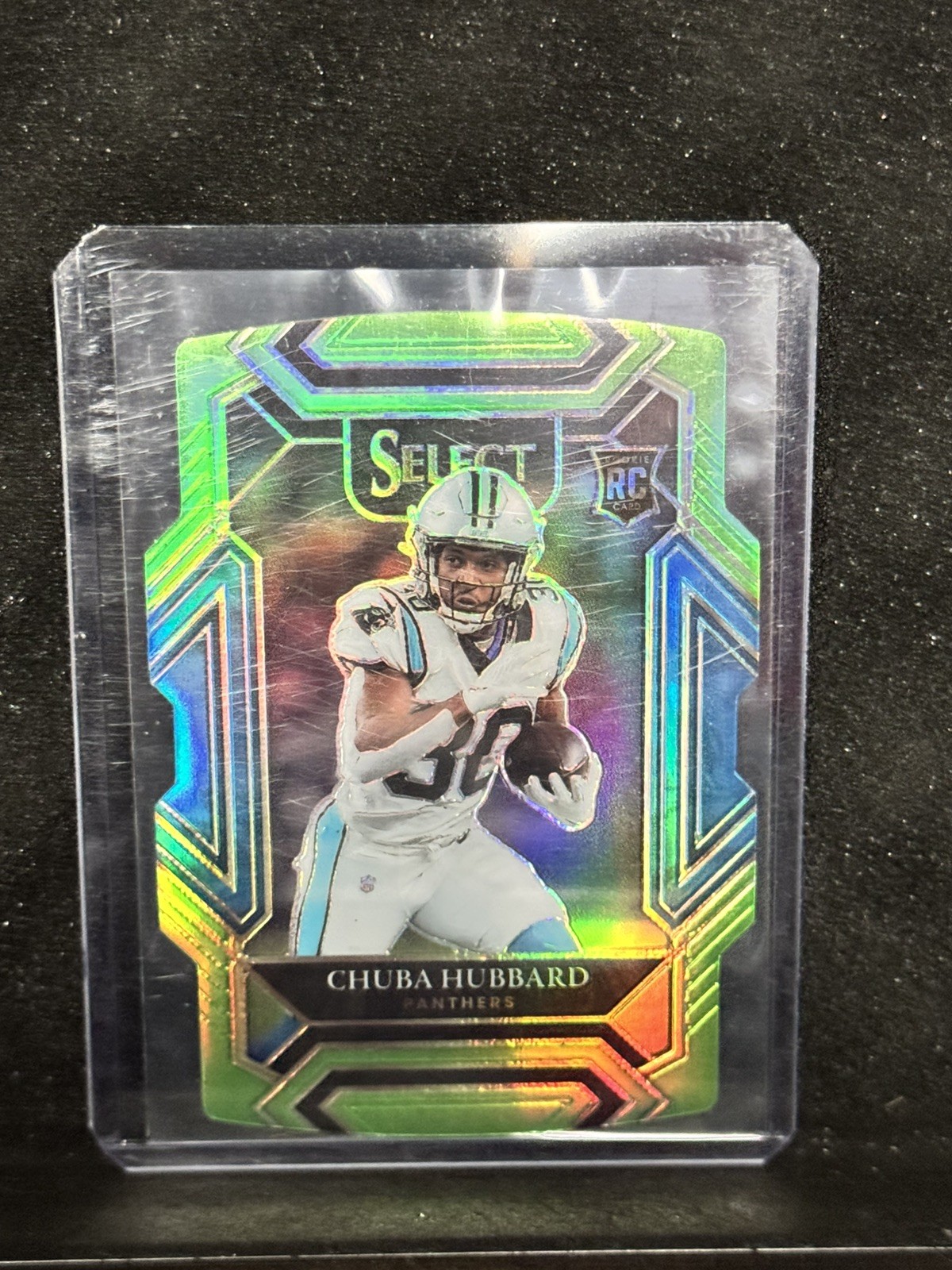 Chuba Hubbard 2021 Select Club Level Neon Green Prizm Die-Cut RC /349 Panthers