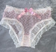 NEW SHEER Chiffon Panties Lacy Hi Cut Bikini Panty XL 1X LARGE Satin Bow