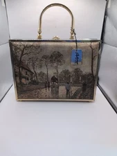 Vintage Stylecraft Miami Ladies Box Style Purse New With Tag 8x11 Scene 