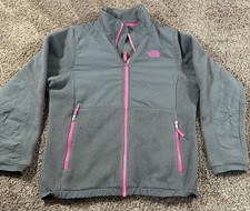 The North Face Girls XL 18 Fleece Jacket Gray Pink Full Zip Youth