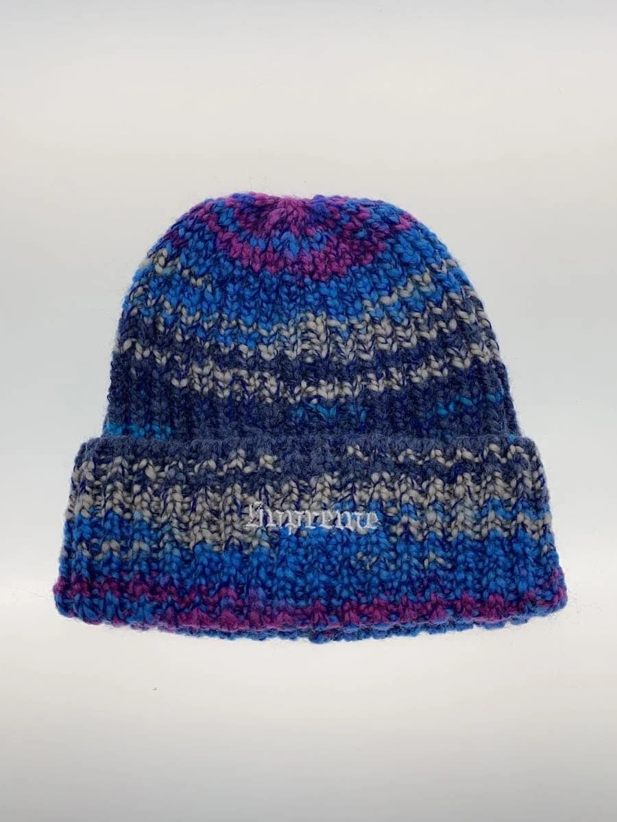 Bonnet tricot Supreme 24FW Space Dye Stripe polyester rayures bleues