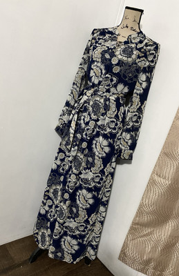DE COLLECTION Women's Dress Allover Floral Print Self Tie Swing Maxi Dress Sz M