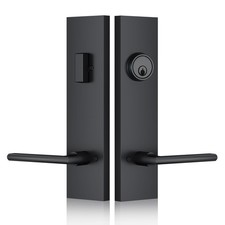 Matte-Black Front Door Handle - Modern Entry Door Lock Set with Deadbolt,Exte...