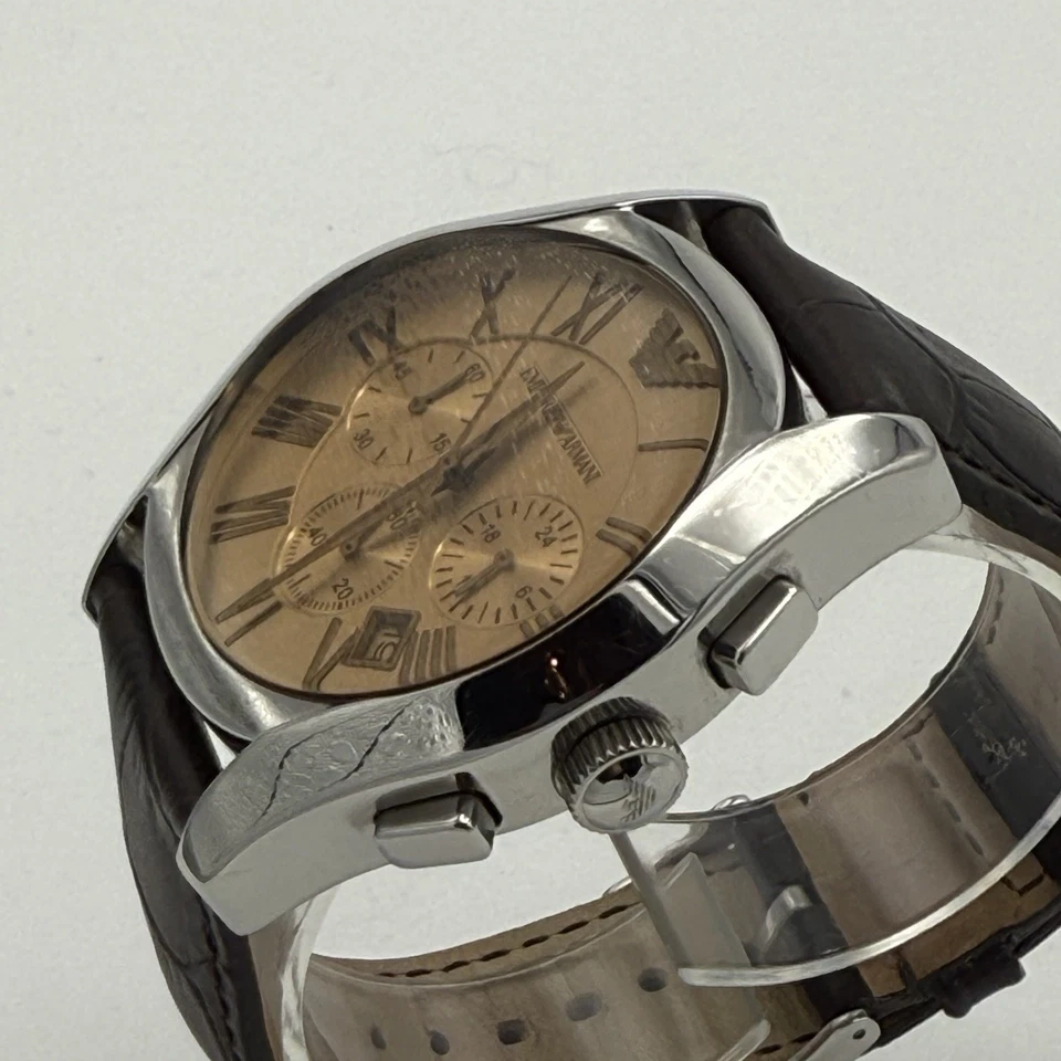 Emporio Armani Mens Chronograph Dress Watch Champagne Dial Roman Numerals AR1634 - Image 3 of 4