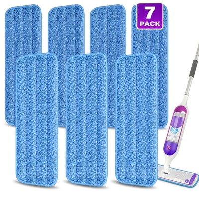 7 Count Reusable Mop Pads for Swiffer 15.3 inches * 5.1 inches, Lightblue