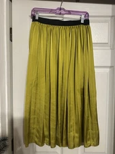 Rachel zoe pleated chartreuse elastic wasit skirt Large